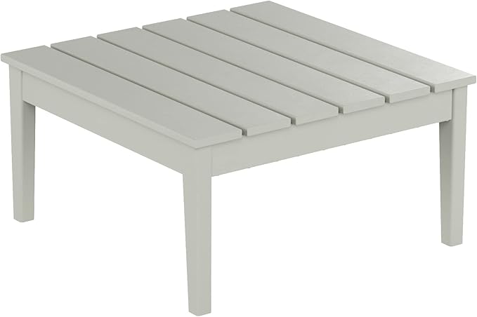 WestinTrends Ashore Outdoor Coffee Table, 32 Inch All Weather Poly Lumber Adirondack Patio Coffee Table Square Low Table, Sand