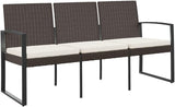 3-Seater Garden Bench Brown 22.4"x60"x30.5" PP Rattan Look Outdoor Bench for Patio Porch Balcony Park with - Photo 2