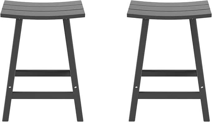WestinTrends Malibu 2 Piece Set of 24 Height Outdoor/Patio Saddle bar stools, Gray