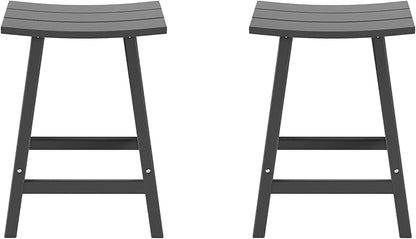 WestinTrends Malibu 2 Piece Set of 24 Height Outdoor/Patio Saddle bar stools, Gray