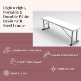 2.75ft Plastic Folding Bench – Lightweight and Portable White Resin with Durable Steel Frame, 33”x8”x16” - (Pack of 2 - Photo 5