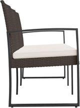 3-Seater Garden Bench Brown 22.4"x60"x30.5" PP Rattan Look Outdoor Bench for Patio Porch Balcony Park with - Photo 4