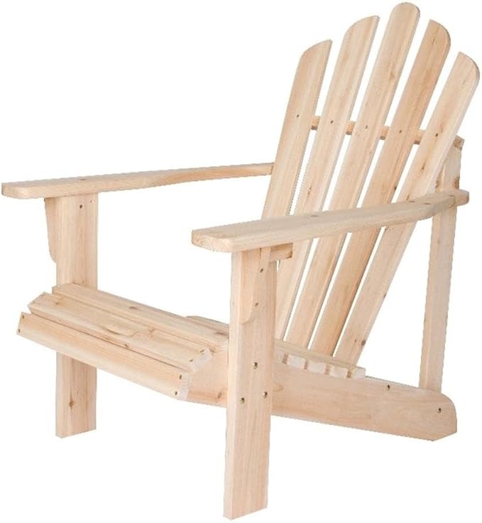 Pemberly Row Traditional Cedar Wood Patio Porch Adirondack Chair, Beige Finish, Ergonomic Design with Contoured Seat and Wide Arms, 36" H x 35" W x 26.25" D, Outdoor Furniture for Relaxation