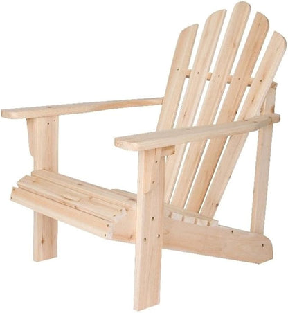 Pemberly Row Traditional Cedar Wood Patio Porch Adirondack Chair, Beige Finish, Ergonomic Design with Contoured Seat and Wide Arms, 36" H x 35" W x 26.25" D, Outdoor Furniture for Relaxation