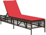 Outdoor Chaise Lounge Brown 78 x 21.7 in PE Rattan Sunlounger with 5-Position Reclining Backrest for Poolside Patio - Photo 1