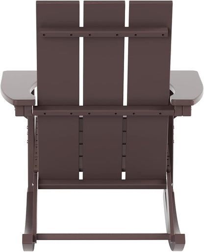 WO WESTIN OUTDOOR HDPE Shoreside Modern Rocking Poly Adirondack Chair (Set of 2),Dark Brown