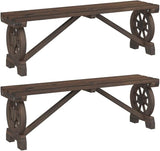 Garden Bench Set of 2 Burnt Solid fir Wood Standard Durable Outdoor Furniture Patio Furniture for Balcony Terrace - Photo 2