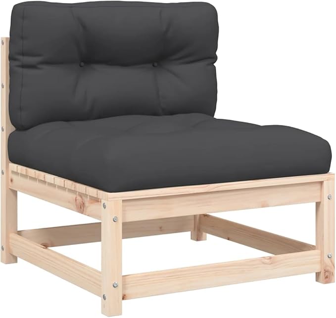 Modular Garden Armless Sofa with Adjustable Design and Removable Cushions for Outdoor Patio Seating in Rustic Pine Wood Finish