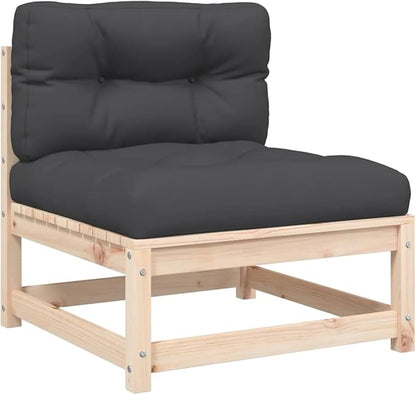 Modular Garden Armless Sofa with Adjustable Design and Removable Cushions for Outdoor Patio Seating in Rustic Pine Wood Finish