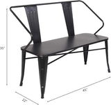 45” Outdoor Metal Bench, Industrial Dining Bench with Removable Backrest - Photo 3