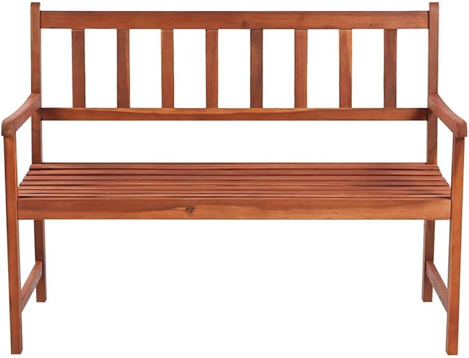 Solid Acacia Wood Garden Bench 3-Seater with Cushion Durable Outdoor Furniture for Patio Rustic Style Seating