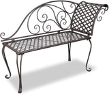 Antique Brown Steel Garden Chaise Lounge with Classic Scroll Patterns Ergonomic Design for Outdoor Relaxation - Photo 1