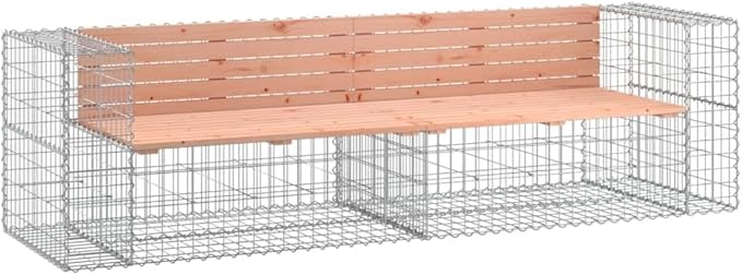 Solid Douglas Fir Wood Garden Bench with Galvanized Steel Frame, Large Durable Outdoor Seating for Patio and Garden, Rustic Style Furniture, Weather-Resistant Construction,