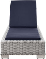 Conway Outdoor Patio Wicker Rattan Chaise Lounge in Light Gray Navy - Photo 5