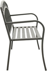 Garden Bench 3-Seater 125 cm Slate Grey Powder-Coated Steel Frame Durable Outdoor Seating for Patio Balcony - Photo 4