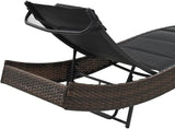 Outdoor Chaise Lounge, 27.6"x83.9" Brown & Black Poly Rattan Adjustable Backrest Patio Lounger for Garden, Poolside - Photo 5