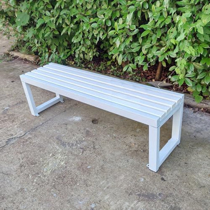 Weatherproof Metal Outdoor Garden Bench, Durable Plastic-Wood Design, 500kg Capacity, Perfect for Park, Lawn, Patio, Yard, School - 150cm/59in Long