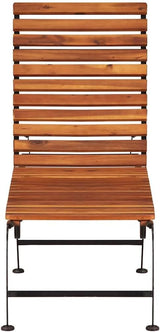 36.6 lbs Rustic Brown Solid Acacia Wood Outdoor Chaise Lounge with 3-Position Reclining Backrest, Steel Frame - Photo 2