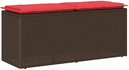 Patio Bench with Cushion Brown Yard Bench Garden Seating for Courtyard Lawn 43.3"x15.7"x17.3" Poly Rattan