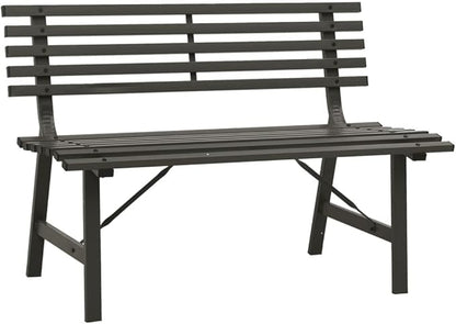 Outdoor Patio Bench, Metal Garden Bench with Backrest, Steel Park Bench Patio Furniture for Porch, Park, Yard, 43.3" x 23.2" x 30.1" Black