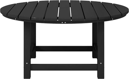 WestinTrends Malibu Low Outdoor HDPE Round Patio Coffee Table, Black