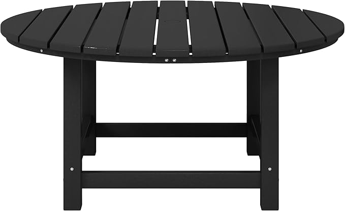 WestinTrends Dylan 5-Piece Outdoor Patio HDPE Adirondack Chair with Round Coffee Table Conversation Set, Black