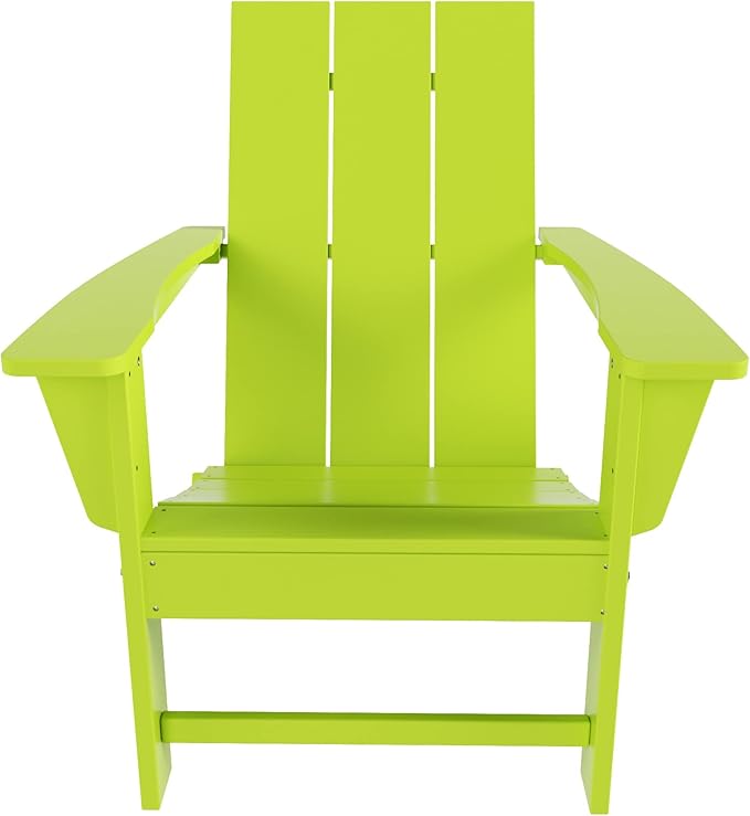 WO Home Furniture HDPE Adirondack Chair Folding Poly Lumber All Weather UV/Fade Resistant Heavy Duty for Patio, Backyard, Balcony, Garden, Lawn (Lime)…