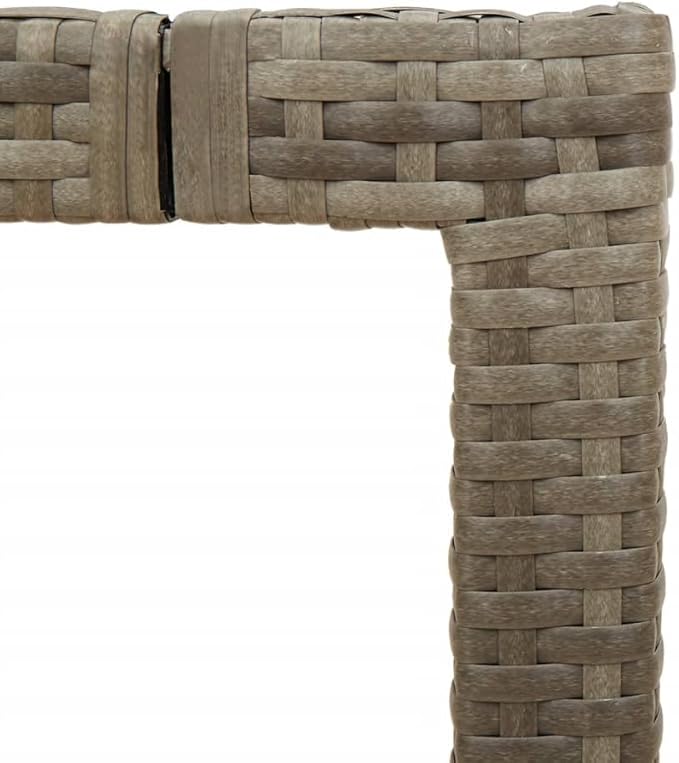 vidaXL Patio Table - Outdoor Garden Furniture Gray Poly Rattan - Glass top Modern Deck Table - 74.8" x 35.4" x 29.5" - Photo 6