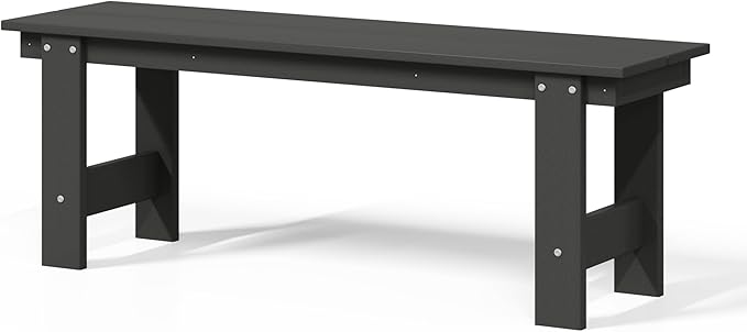 WestinTrends Ashore Outdoor HDPE 48" Modern Backless Patio Bench, Gray