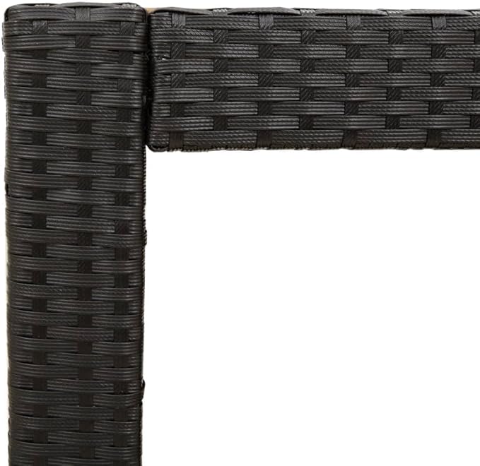 vidaXL Patio Side Table - Outdoor Garden Coffee Table with Black Poly Rattan Frame & Acacia Wood Top - Photo 5