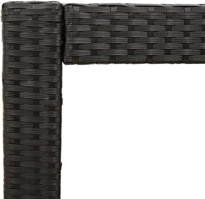 vidaXL Patio Side Table - Outdoor Garden Coffee Table with Black Poly Rattan Frame & Acacia Wood Top - 39.4"x15.7"x29.5" - Ideal for Patio/Backyard