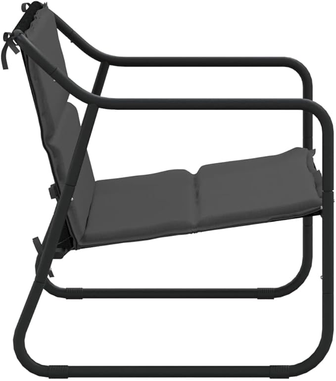 Anthracite Powder-Coated Steel Garden Bench, 2-Seater Outdoor Seating for Patio & Balcony, Weatherproof Durable Porch Furniture Bench Seating