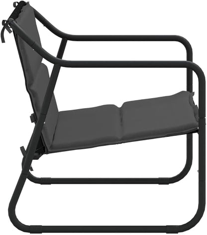 Anthracite Powder-Coated Steel Garden Bench, 2-Seater Outdoor Seating for Patio & Balcony, Weatherproof Durable Porch Furniture Bench Seating