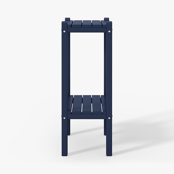 WestinTrends Malibu 36" Outdoor Adirondack HDPE 2-Tier Patio Side Table, Navy Blue