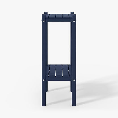 WestinTrends Malibu 36" Outdoor Adirondack HDPE 2-Tier Patio Side Table, Navy Blue