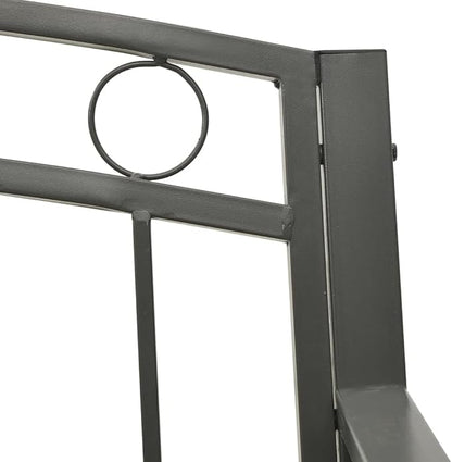 Patio Bench with a Table,Outdoor Garden Benches,Chairs with Armrests for Park, Yard, Porch, Lawn, Balcony, Backyard, Seat Furniture,49.2" Steel Gray