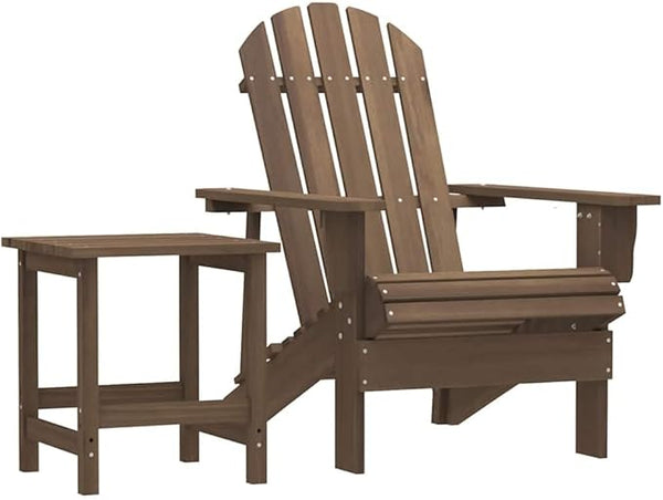 Adirondack Chair with Side Table, Solid Fir Wood Outdoor Patio Furniture, Ergonomic Rustic Garden Seat for Backyard Deck - Photo 1