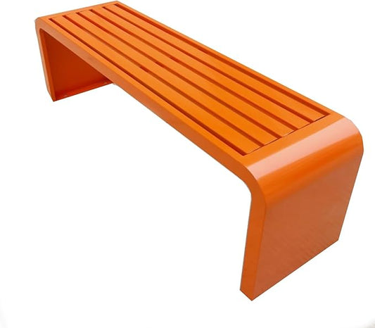 Metal Outdoor Garden Bench, Backless Bench for Park, Backless Couch, Furniture Seating, Patio Bench Chair, 2-3 People, Ideal for Lawn and Indoors(Orange,100cm/39.4in)