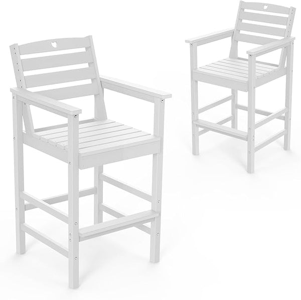 Patio Bar Table, Adirondack Chairs and Table 2 Pieces Set, Bar Height Chairs Set of 2, Outdoor Bar Stools Set - Photo 1
