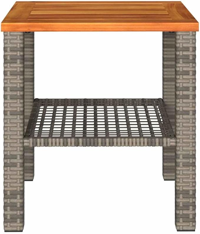 Square Garden Table Grey Brown 4-Piece Set Indoor Outdoor Furniture with Weather Resistant Powder Coated Steel Frame - Photo 5