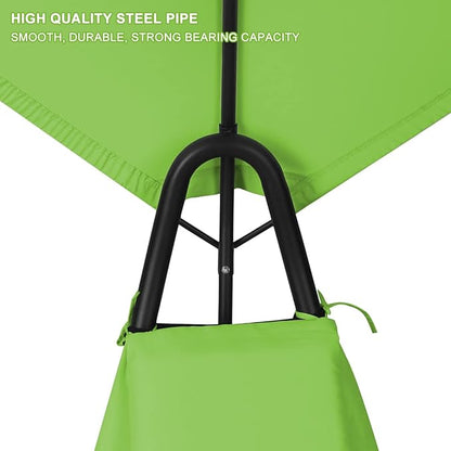 Outdoor Hammock Rocking Chaise Lounge Swing Chair, with Stand and Canopy, Porch Swing w/Soft Cushion Removable Headrest, Outdoor Recliner Rocking Chair for Garden Backyard Poolside (Green)