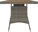 vidaXL Patio Table, Outdoor Dining Table, Solid Acacia Wood Top, Robust Steel Frame, PE Rattan Construction - Photo 5