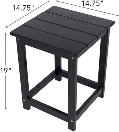 Pemberly Row Modern Acacia Wood Outdoor Patio Side Table, Black Finish, Weather-Resistant Slatted Design, Durable Kiln-Dried Construction, Indoor or Outdoor Use for Patio, Garden, Living Room
