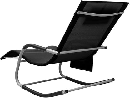 Folding Zero Gravity Chaise Lounge 24.4"x58.7"x34.6", Black Steel Frame, Textilene Fabric, Outdoor Sun Lounger for Patio, Pool, Garden, Camping