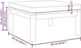 Outdoor Footrest Cream White Square Ottoman 25.6 x 25.6 x 11.4 in Solid Acacia Wood with Removable Polyester Cushion - Photo 2