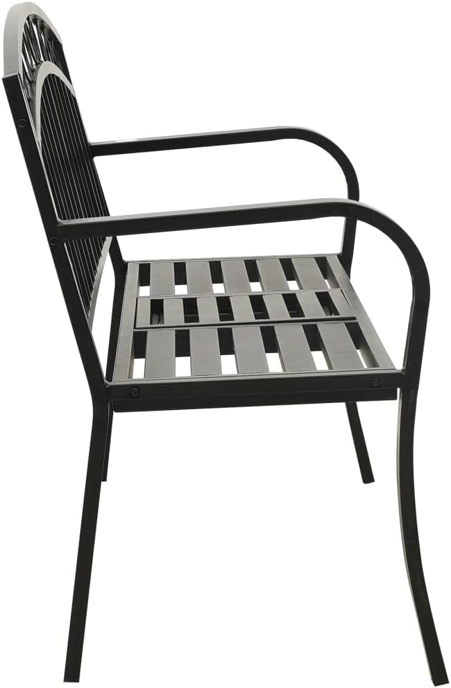 Patio Bench with a Table, Outdoor Garden Benches, Chairs with Armrests for Park, Yard, Porch, Lawn, Balcony, Backyard - Photo 5