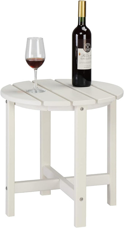Patio Side Table, Pool Composite Patio Table,HDPE End Tables for Backyard,Pool, Indoor Companion, Easy Maintenance & Weather Resistant (Style 2-White)