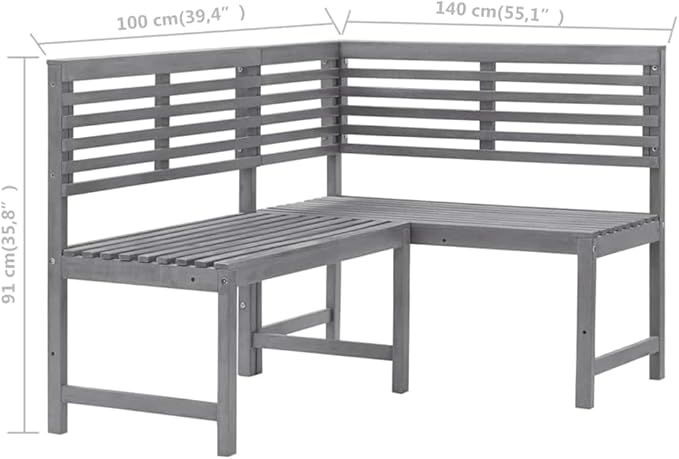 vidaXL Patio Corner Bench, Outdoor Wooden Bench for Garden Park Potting Picnic, Solid Acacia Wood, Easy Assembly - Photo 3