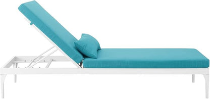 Modway EEI-3301-WHI-TRQ Perspective Cushion Outdoor Patio Chaise Lounge Chair, White Turquoise