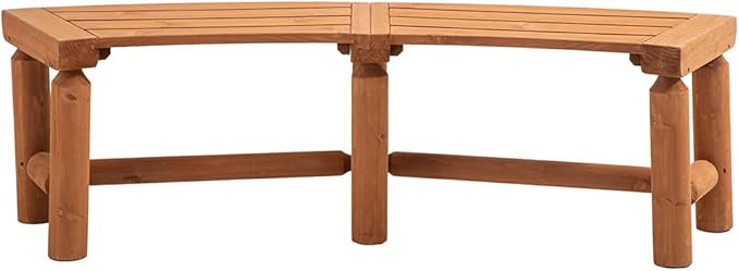 Outdoor Wooden Curved Backless Porch Bench Rustic Style Cedar/Fir Wood Log Fire Pit Bench for Patio Garden Deck and - Photo 9